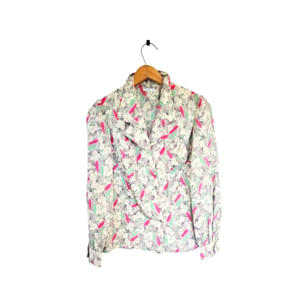 Vintage 60's Carvan Paris Floral Blouse Size S/M
